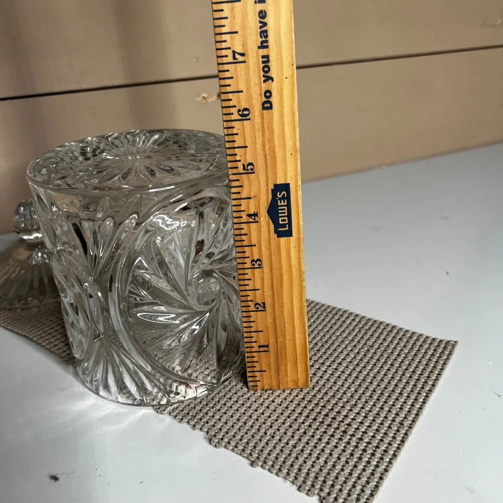 Vintage Clear Cut Crystal Pinwheel Star Glass Biscuit Jar Candy Dish with Lid
